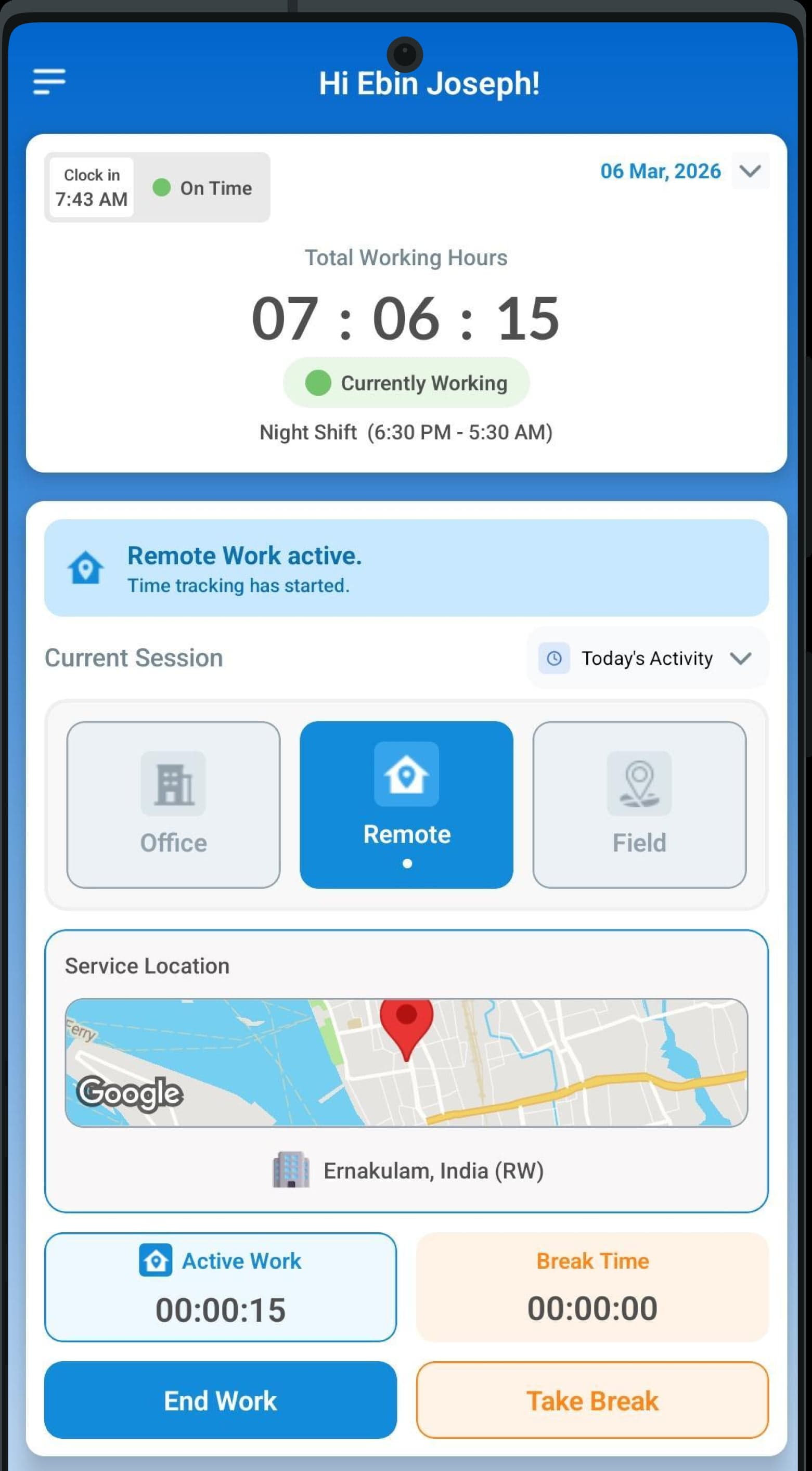 Atndnz attendance tracking app on a phone